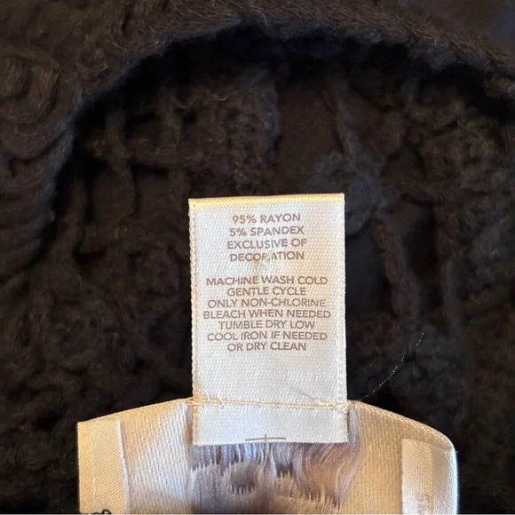 LOFT Black Dress with Knit Crochet Bodice, Sz S. - Picture 6 of 8